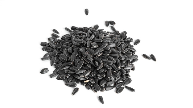 Sunflower seeds isolated on a white background. 