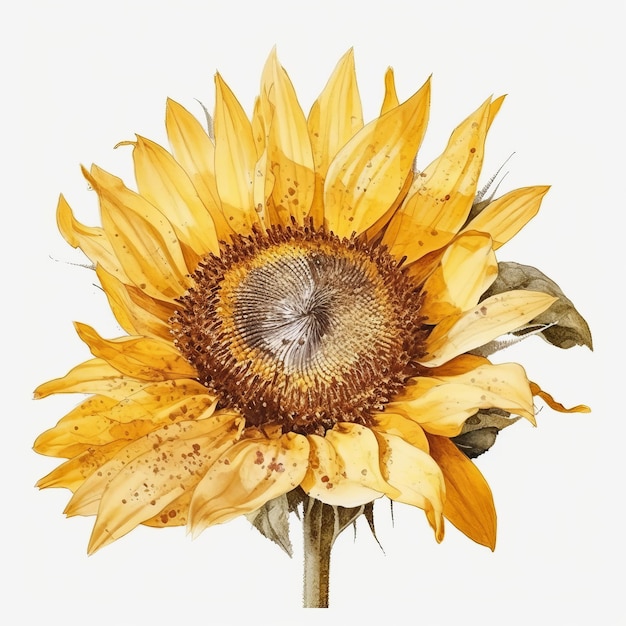 Sunflower water color painting on white background generative AI