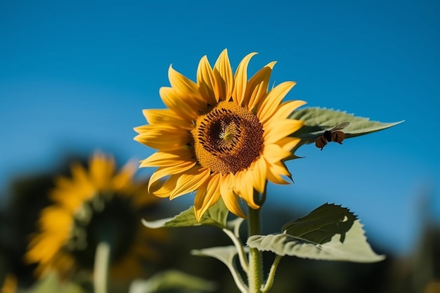 A sunflower with a bee on it