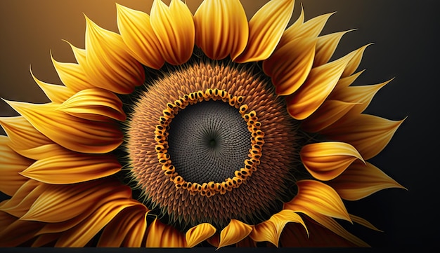 A sunflower with a black background