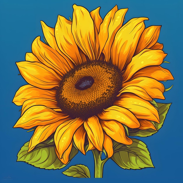 Sunflower with blue background