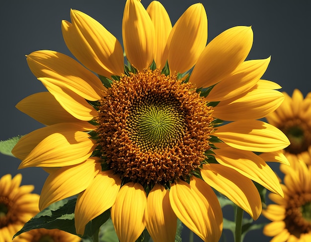 a sunflower with a green center and a green center