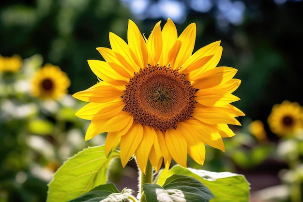 A sunflower with a large yellow center and a large yellow flower.