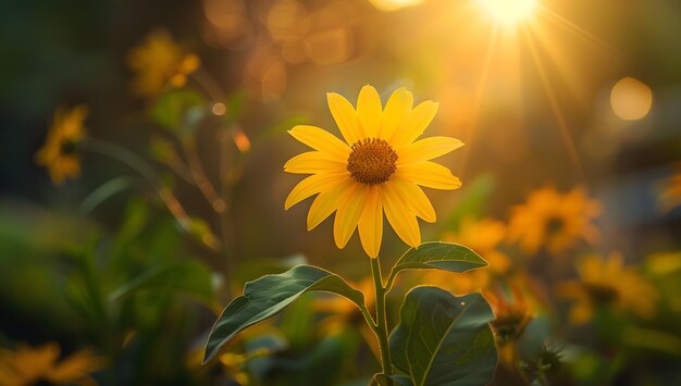 a sunflower with the sun behind it