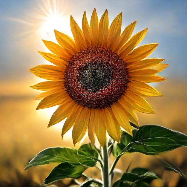 a sunflower with the sun shining on it