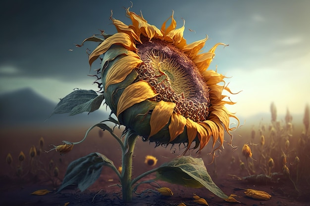 A sunflower with the word sun on it