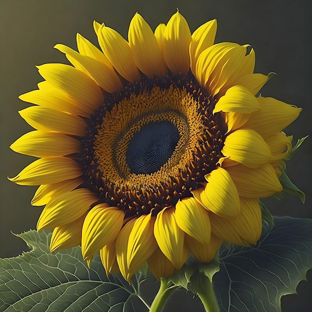 sunflower with yellow petals and dark middle generative ai