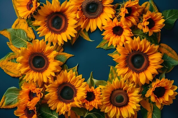 Sunflowers on a blue background