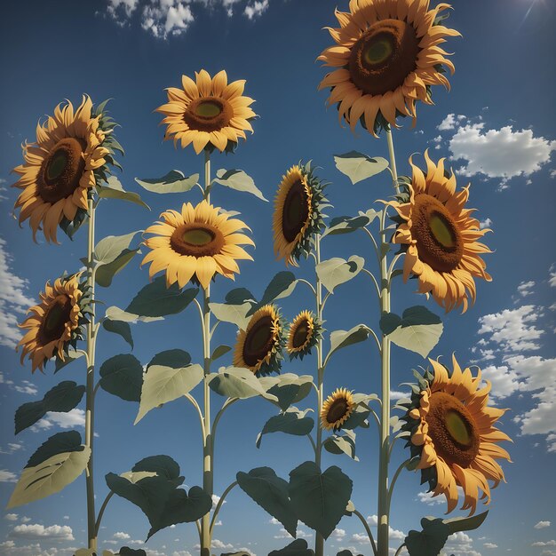 sunflowers over blue