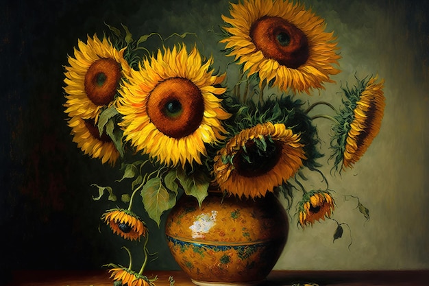 Sunflowers lovely canvas oil painting vases of sunflowers based on the Gogh painting