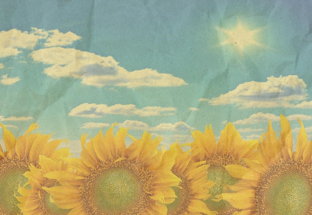 Sunflowers on old paper