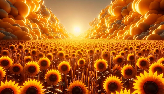 Photo sunflowers in the sky