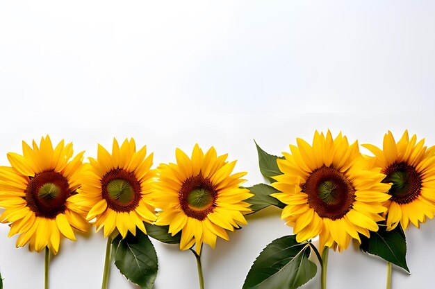 Sunflowers on white background