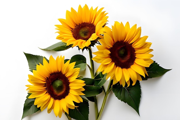 Sunflowers on white background