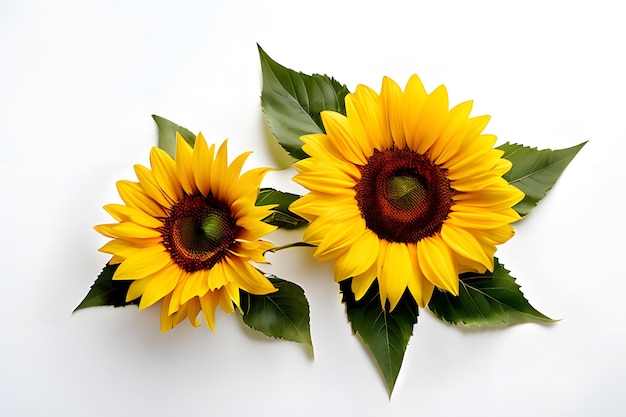 Sunflowers on white background