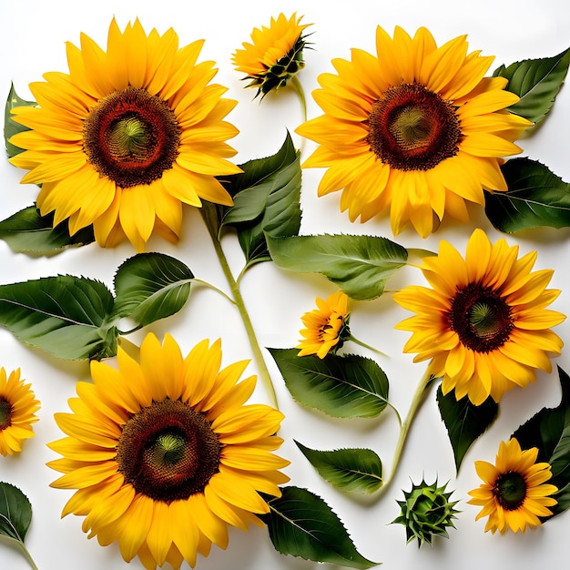 Sunflowers on white background