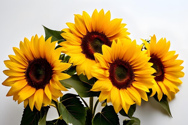 Sunflowers on white background