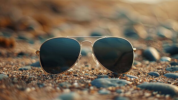 Photo sunglasses on a beach with a beach in the background