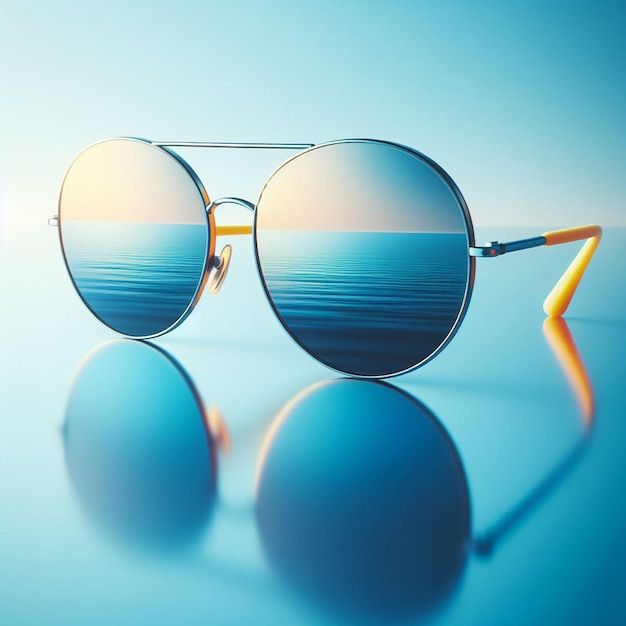 SUNGLASSES ON A BLUE BACKGROUND