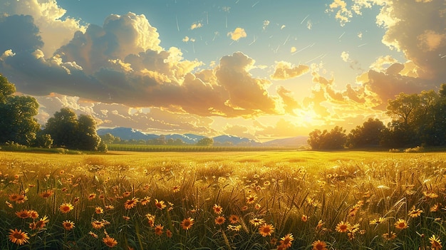 SunKissed Fields Bask In The Glow Wallpaper