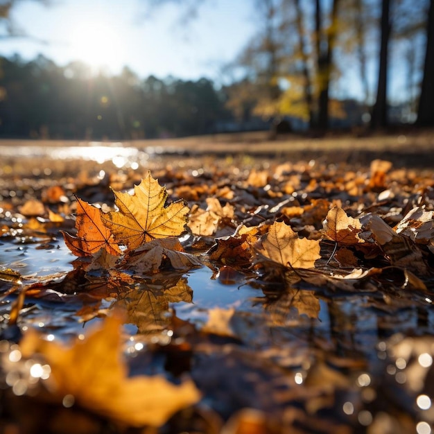 Sunkissed Leaves Autumn Landscape Photo