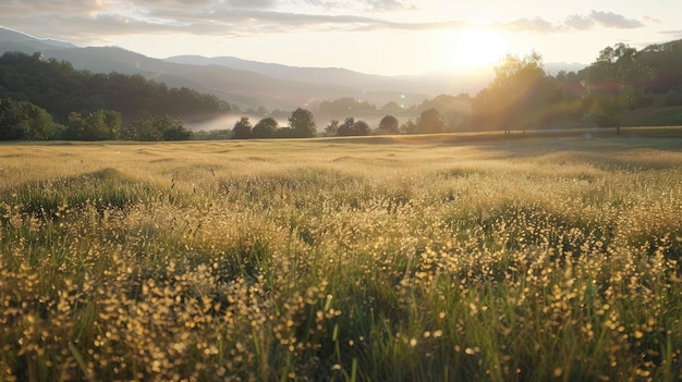 Sunkissed meadows in idyllic setting