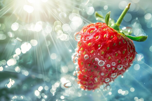 SunKissed Strawberry Floating in Sparkling Water