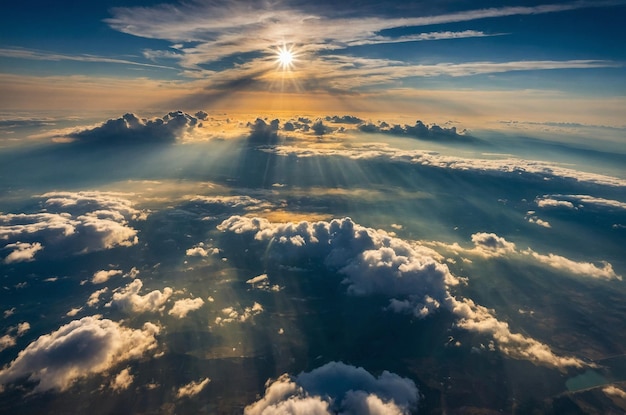 Sunlight and Cloudy Sky Aerial View