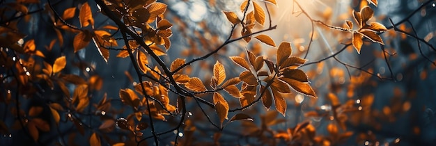 Sunlight Filtering Through Autumn Leaves