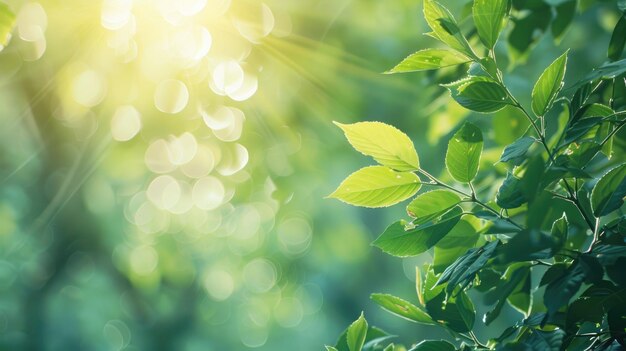 Sunlight filtering through fresh green leaves on tree