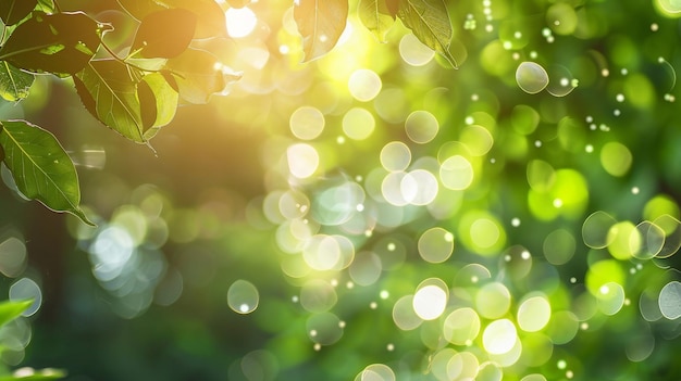 Photo sunlight filtering through leaves with beautiful bokeh effect creating a natural generative ai