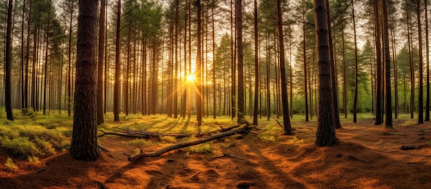 Sunlight Filtering Through a Pine Forest