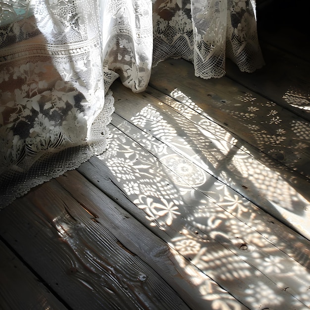 Sunlight filters through curtains casting a warm glow on hardwood flooring