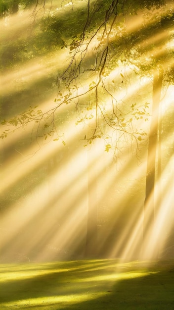 Photo sunlight in the forest beautiful nature background soft focus