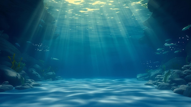 Sunlight Illuminating the Surface and Depths of the Blue Ocean Capturing the Essence of Summer with