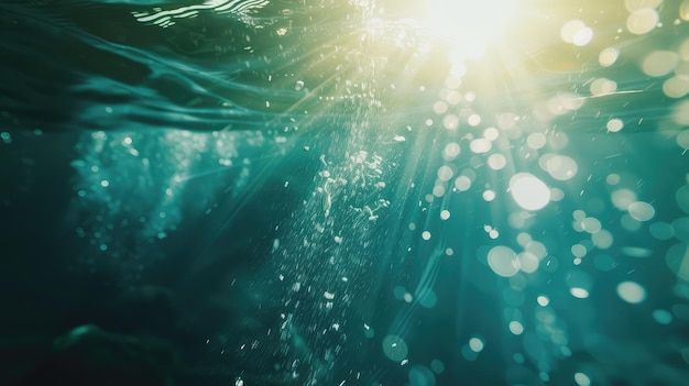 Photo sunlight piercing through tranquil underwater scene