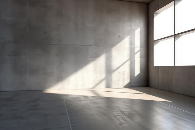 sunlight shadow on blank smooth clean polished gray wall AI