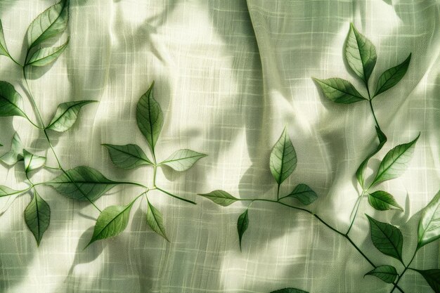 Photo sunlight shadow silhouette of leaves on fabric