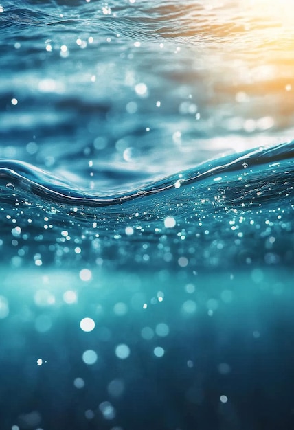 Photo sunlight sparkles on the surface of clear blue water in a tranquil underwater setting