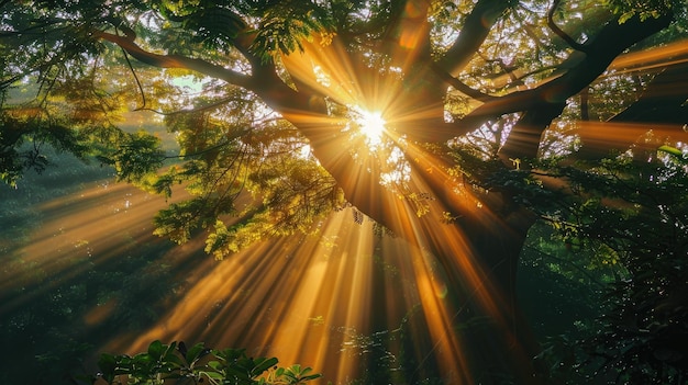 Sunlight through tree Generative AI