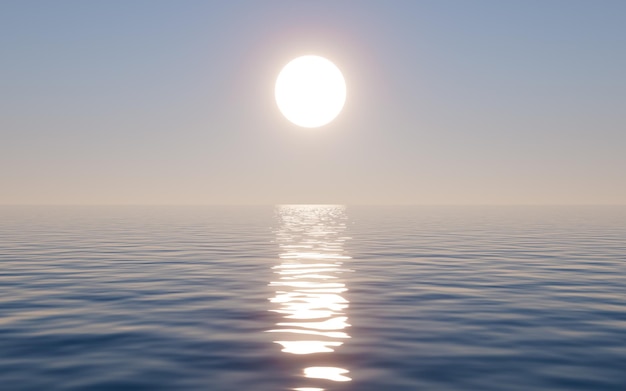 Sunlight and water surface 3d rendering