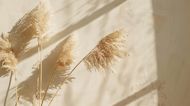 Sunlit Aesthetic Dried Pampas Grass Reeds in Nature