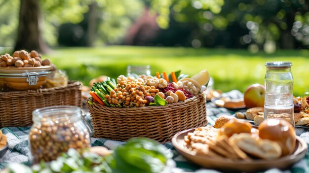 Sunlit Gourmet Picnic in a Serene Park