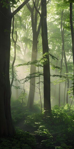 Sunlit Green Forest