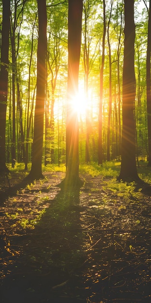 Sunlit Green Forest