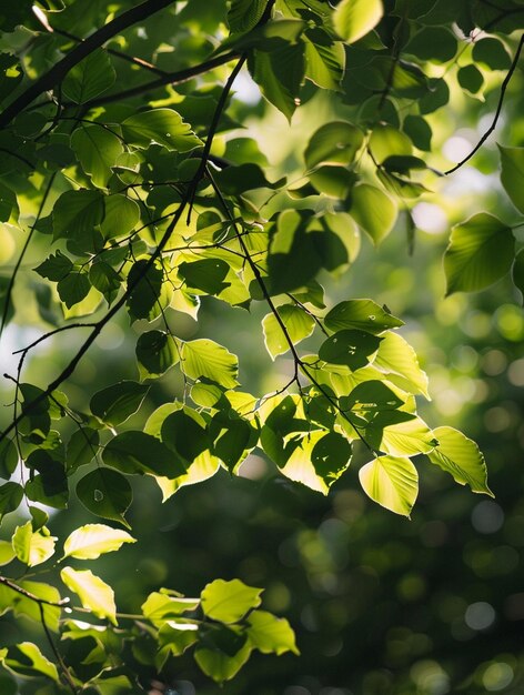 Sunlit Green Leaves in Nature Fresh Foliage Background for Wellness and EcoFriendly Themes