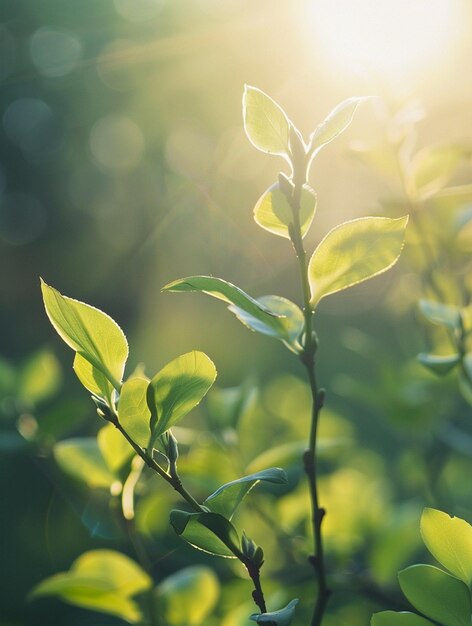 Sunlit Green Leaves in Nature Fresh Growth and Tranquility