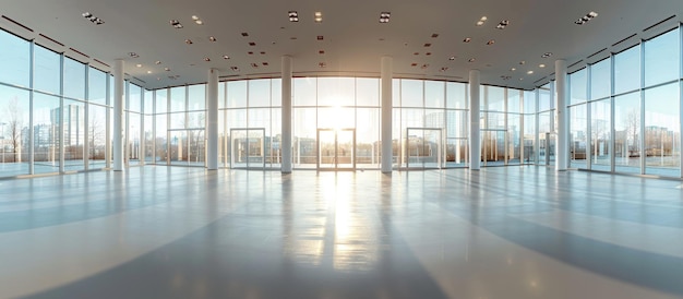 Photo sunlit interior of a modern building