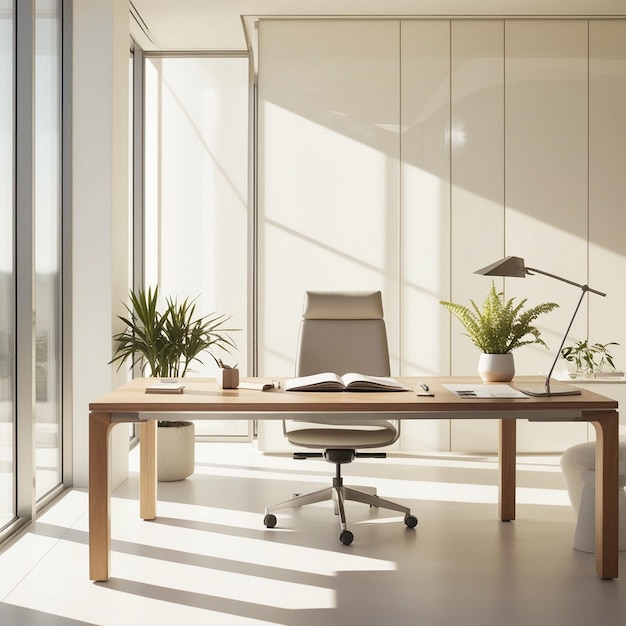 Sunlit Minimalist Workspace with a Company Office Room