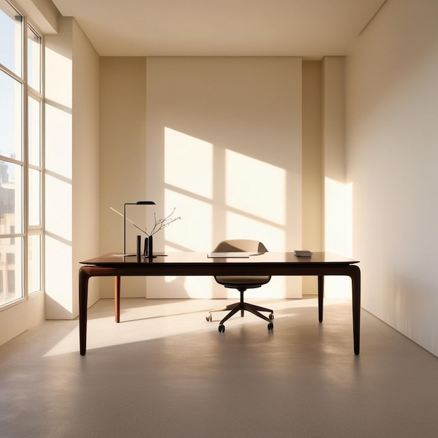 Sunlit Minimalist Workspace with a Contemporary Design